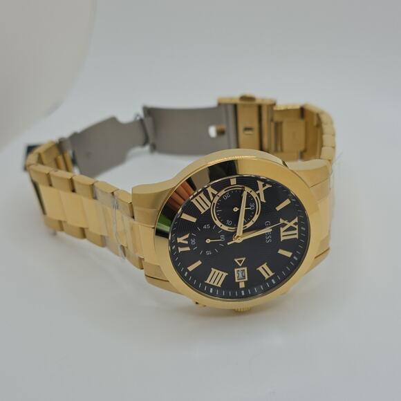GUESS Gold Stainless Steel Quartz Chronograph Watch Black Dial main image 6